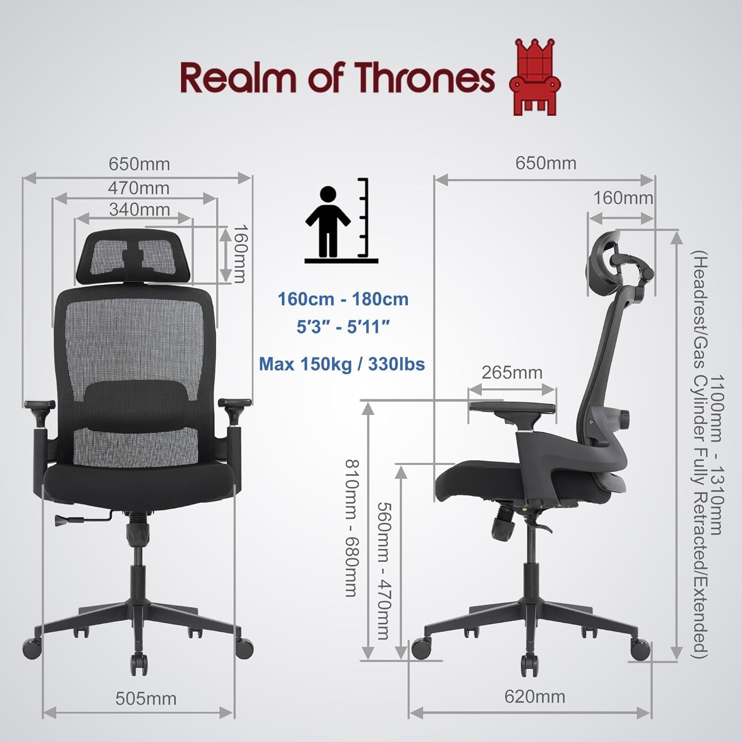 Ergonomic Office Chair Black Mesh Executive Swivel Computer Desk Seat New