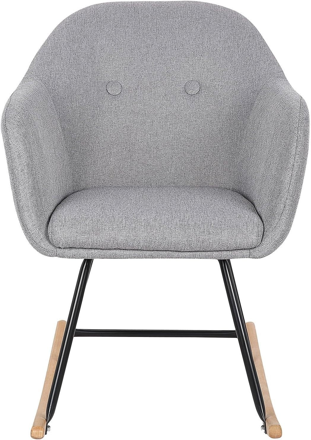 Padded Rocking Chair Armchair Linen Light Grey for Nursery Bedroom Lounge