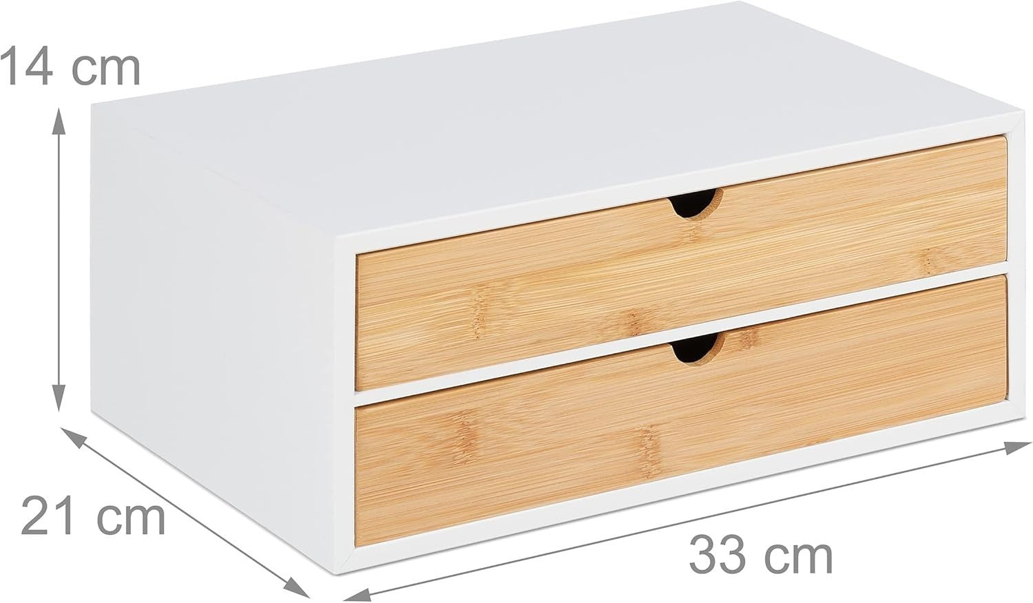 Desk Organiser with 2 Drawers – Bamboo & MDF Office Storage Box