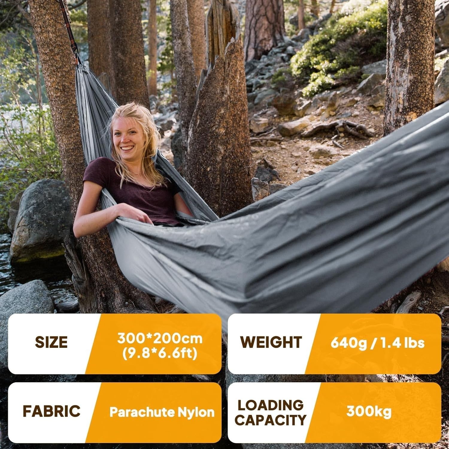 Ultra-Light Camping Hammock 300kg Load, Breathable Nylon, Quick-Dry, Outdoor