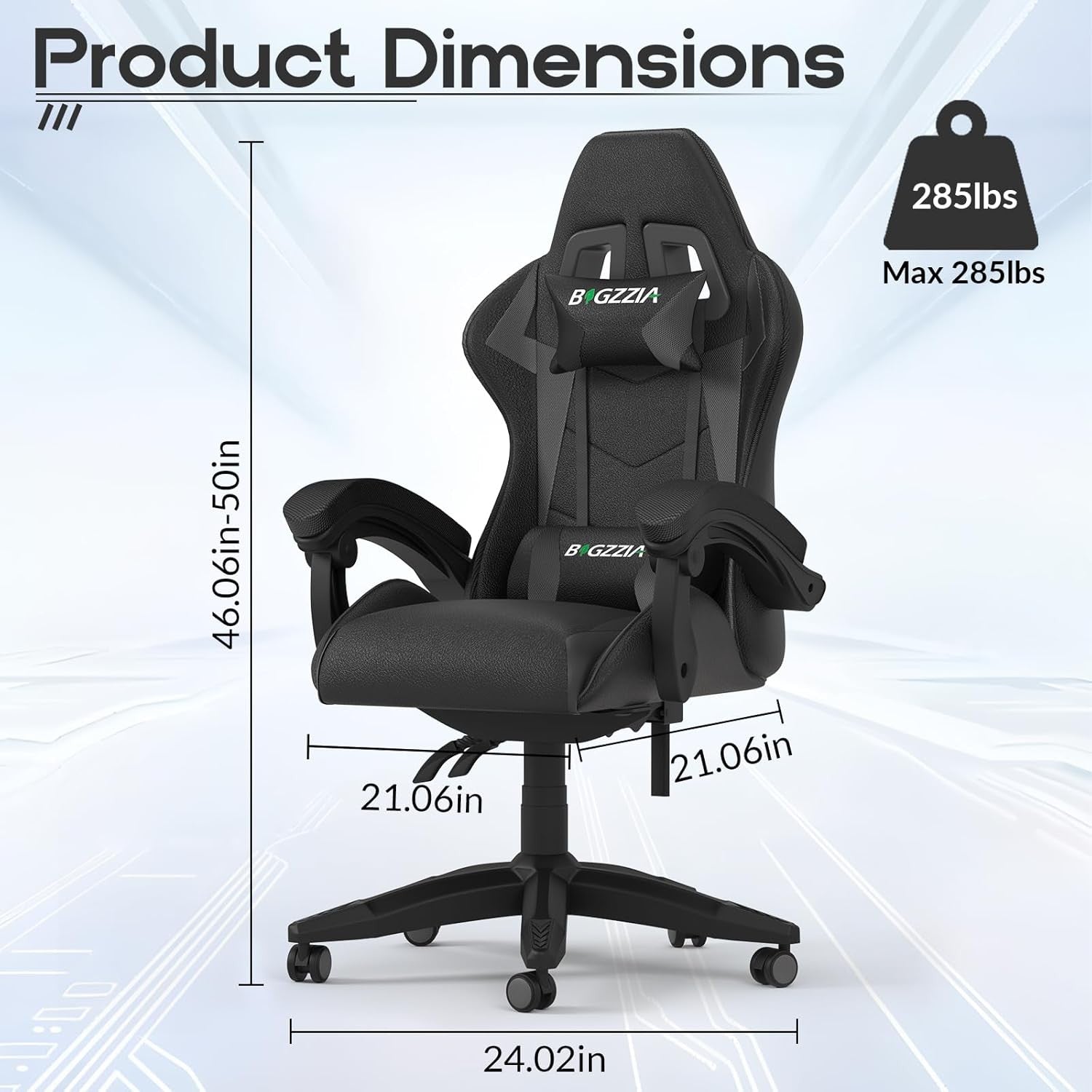 Ergonomic Gaming Chair Reclining Office Chair w/ Lumbar Black