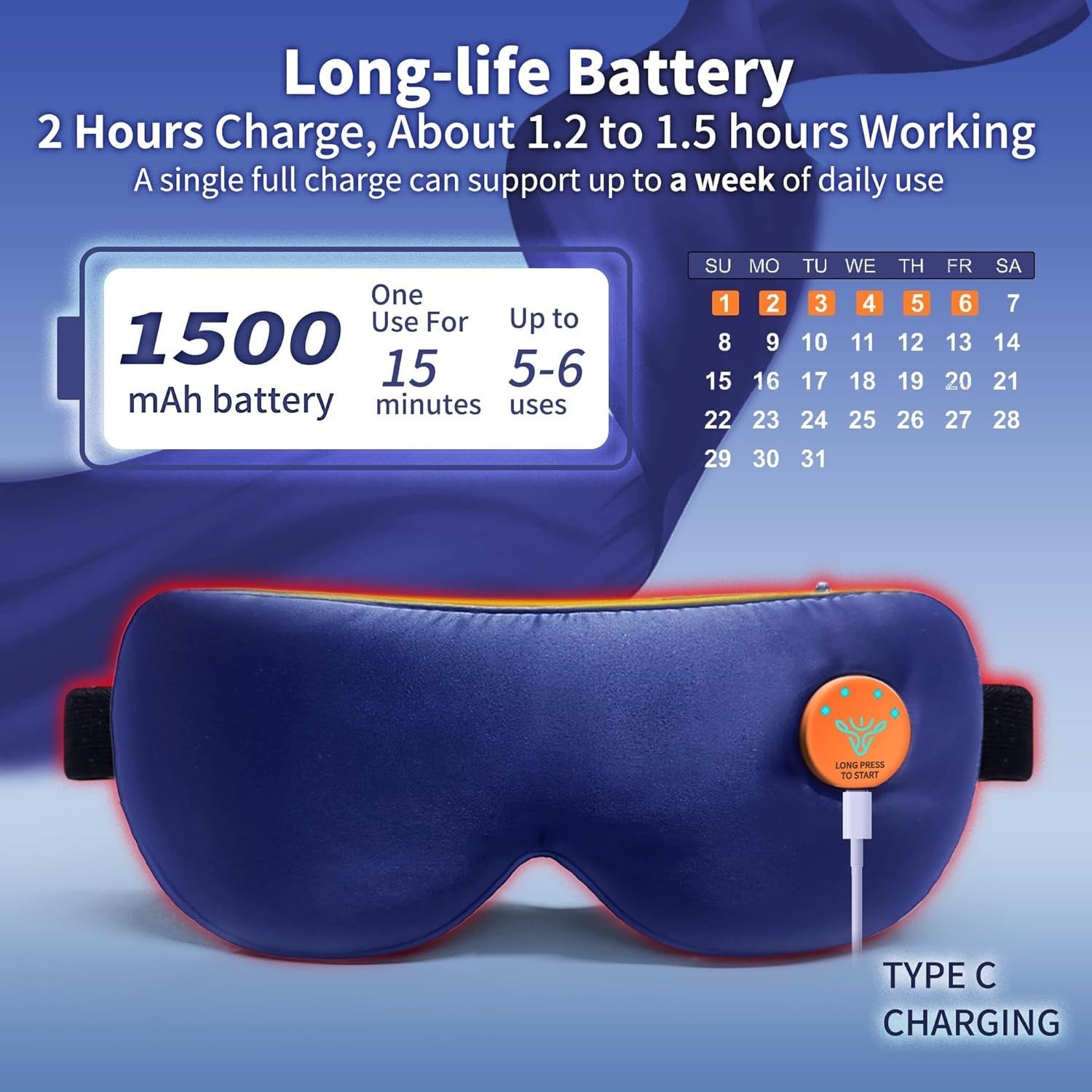 Cordless Heated Eye Mask Vibration Massage Dry Eye Sleep Aid