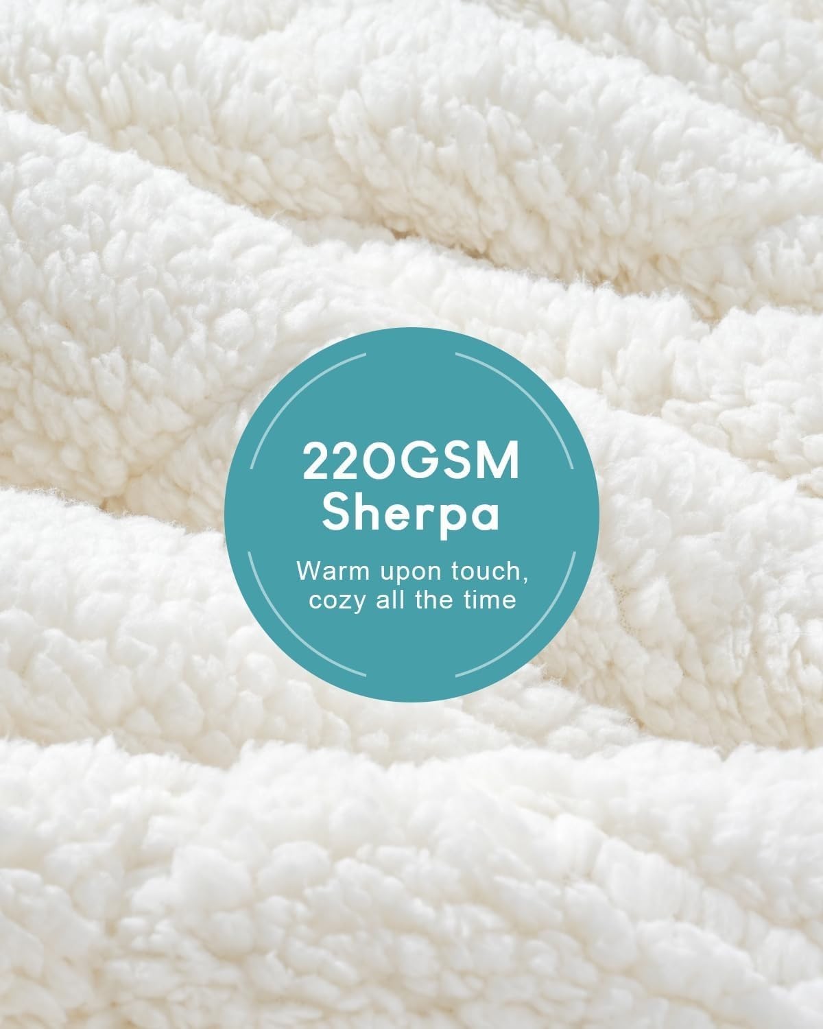 Cottonblue 15-17lb Weighted Blanket 60x80 Jacquard Sherpa Cream White Queen