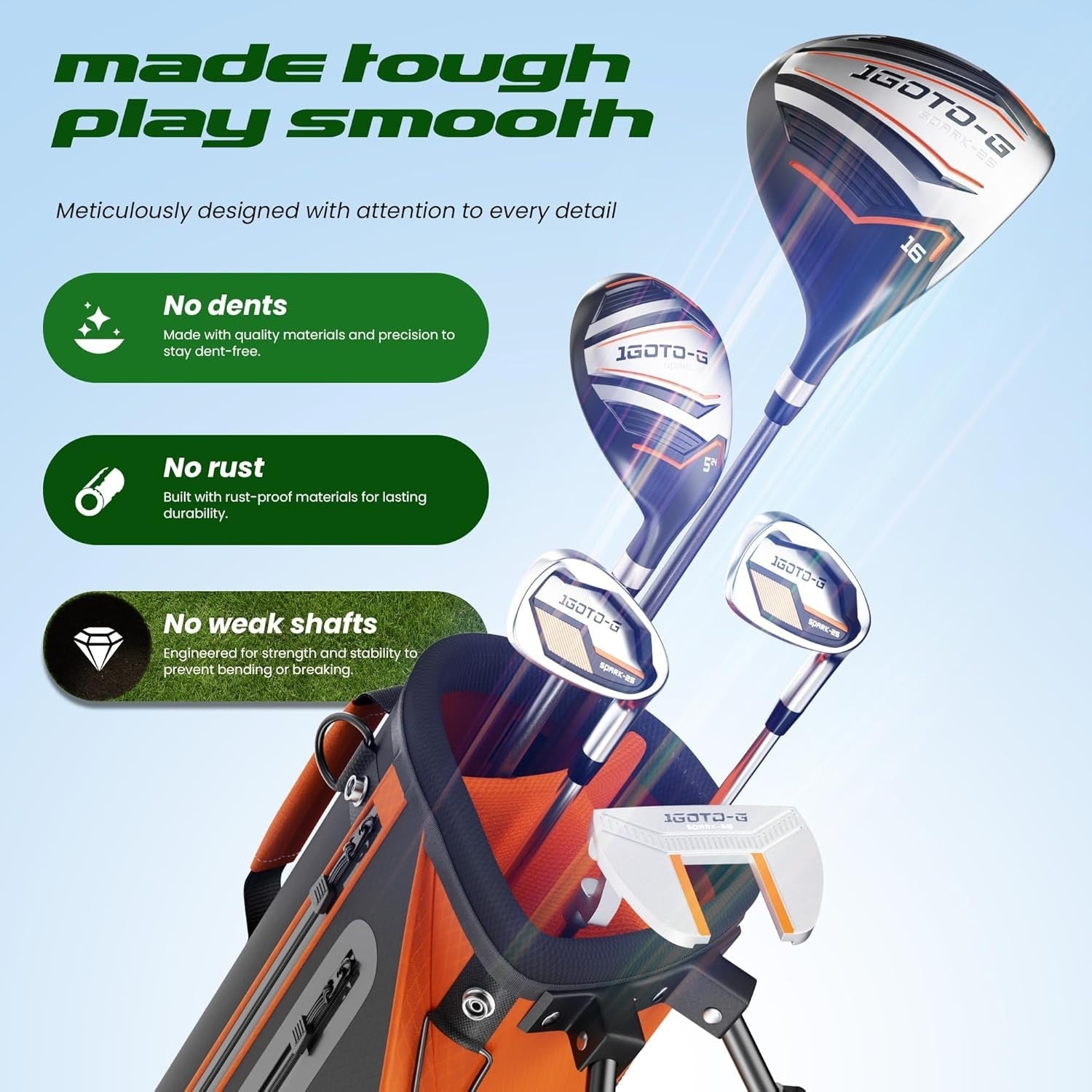Kids Golf Club Set Ages 6–8 Right Hand Junior Stand Bag Driver Hybrid