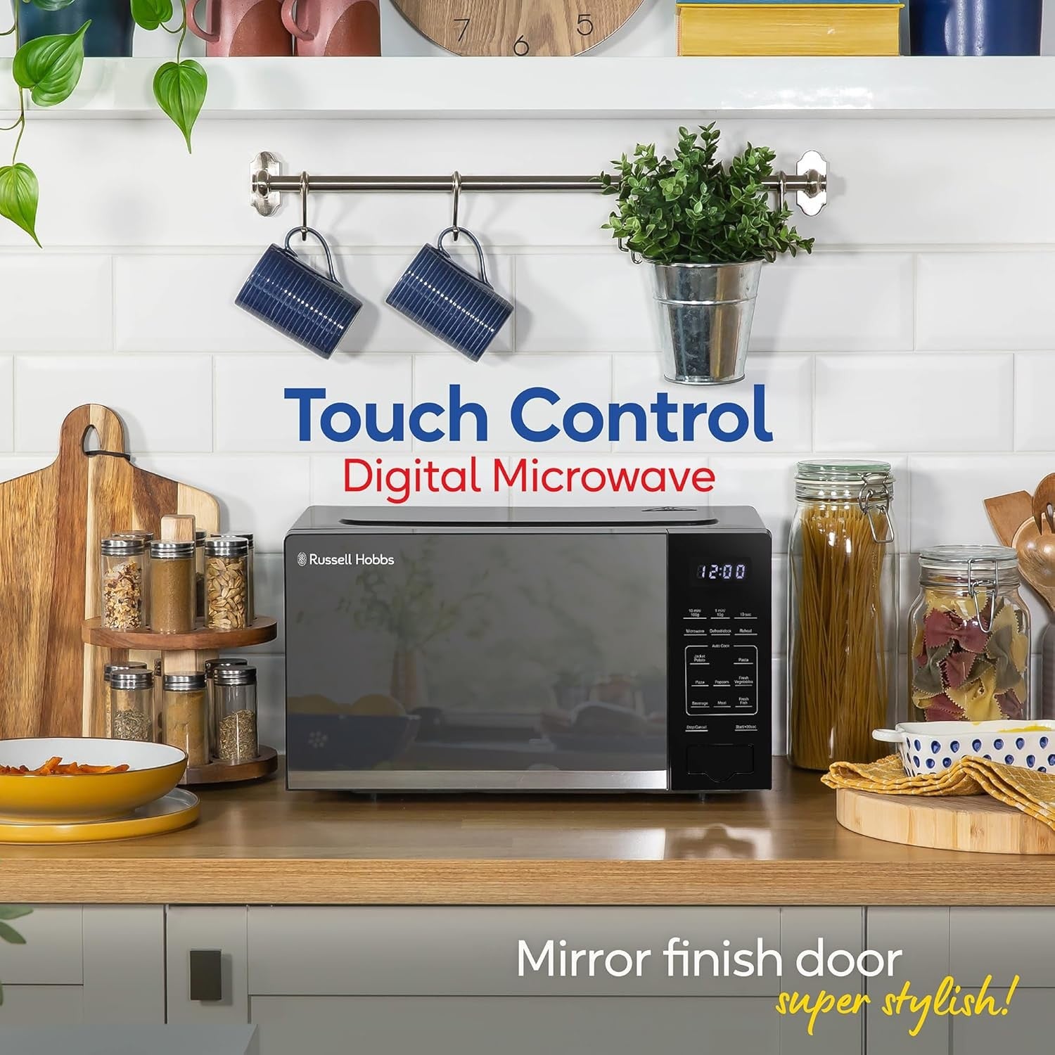 20L Digital Microwave 800W Touch Control 10 Power Levels Black