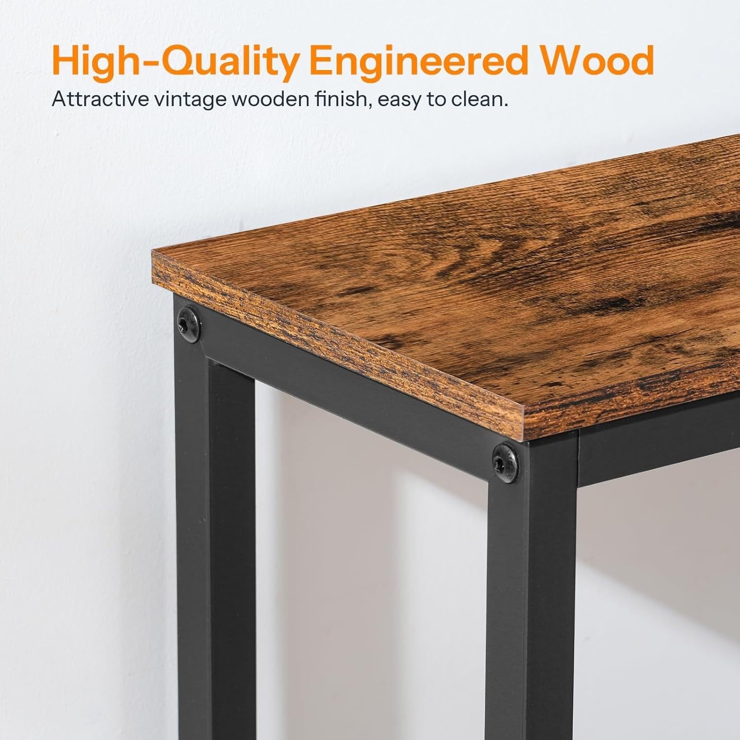 Slim Console Table with Shelves | 114cm Rustic Hallway Storage Unit