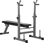Foldable Weight Bench With Barbell Rack Dip Station Home Gym