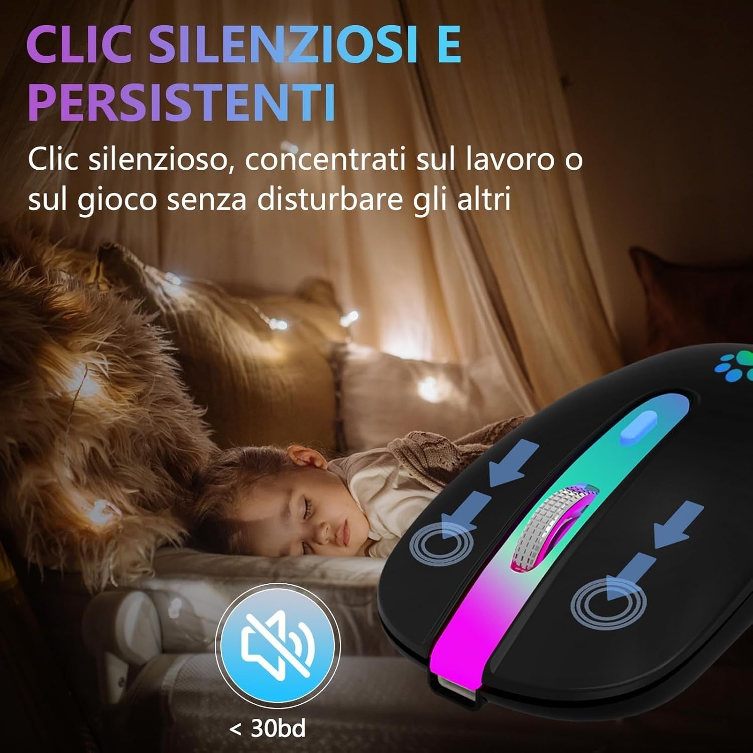 Rechargeable Bluetooth Wireless Mouse 1600 DPI RGB USB Laptop PC