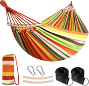 Outdoor Cotton Hammock with Spreader Bars & Tree Straps – Portable - Orange