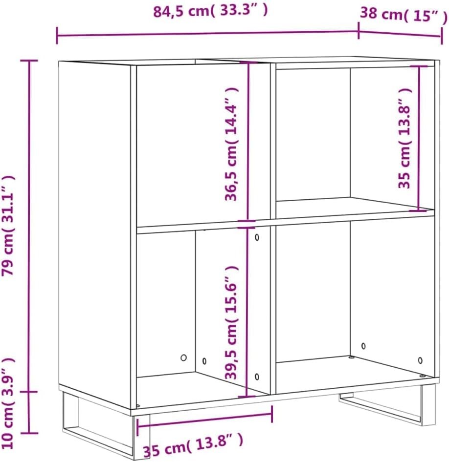 Modern Grey Sonoma Vinyl Record Cabinet with Iron Feet – Durable & Spacious