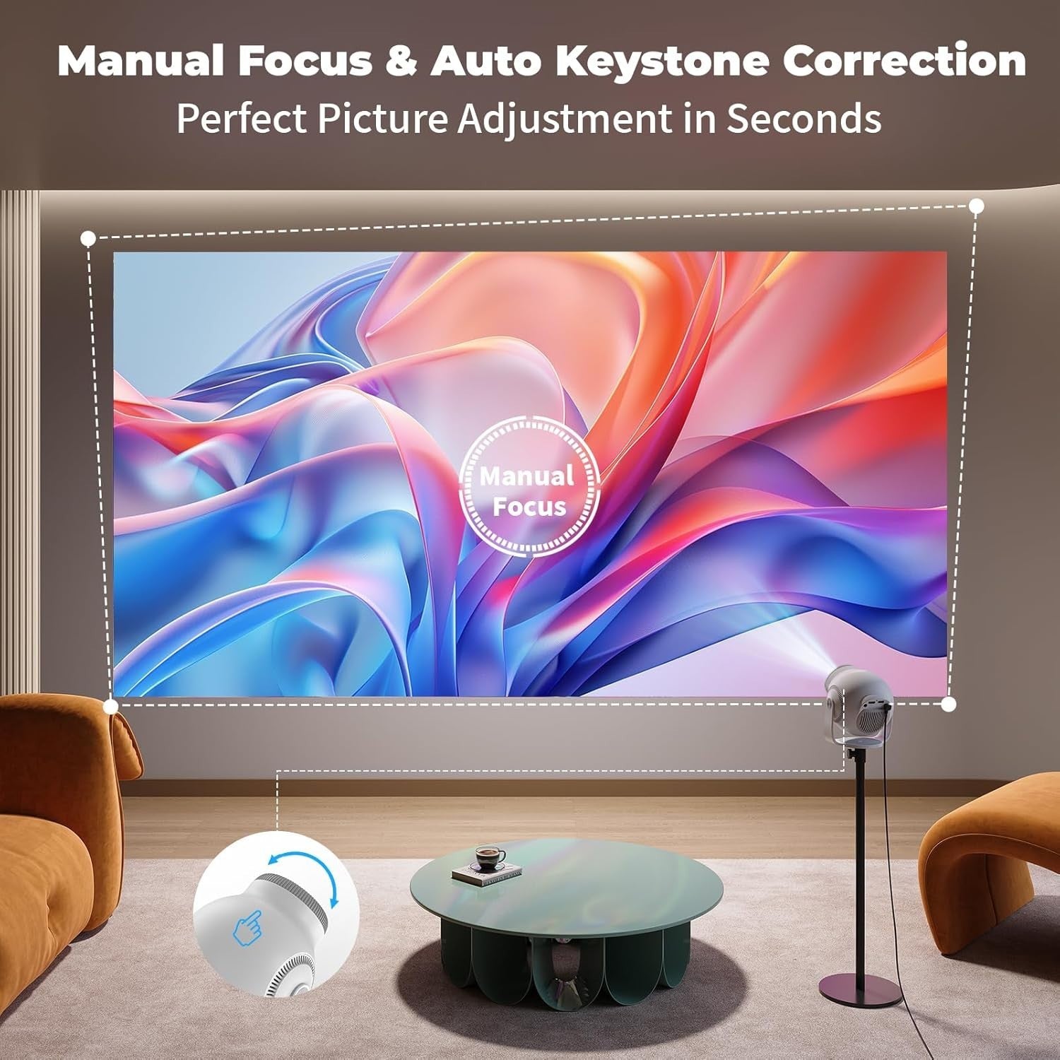 Android 14 Smart Mini Projector 4K Decode 1080P WiFi 6 Bluetooth