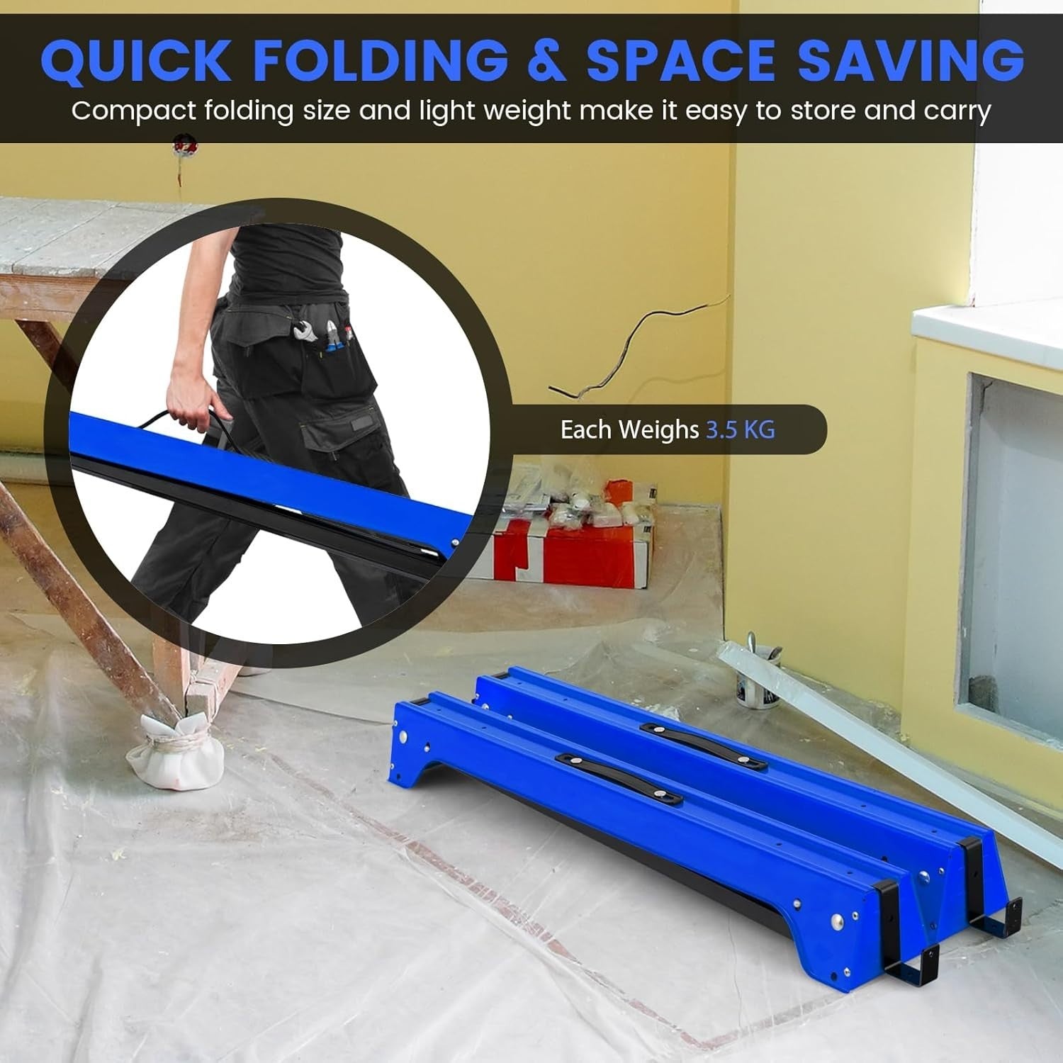 Folding Sawhorse Twin Pack Heavy Duty 454kg 2x4 Support Arms Portable 92x48