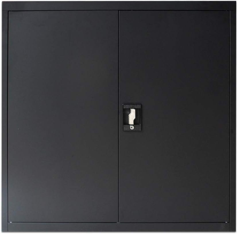 Lockable Metal Storage Cabinet 90cm Steel Office Cupboard Shelves