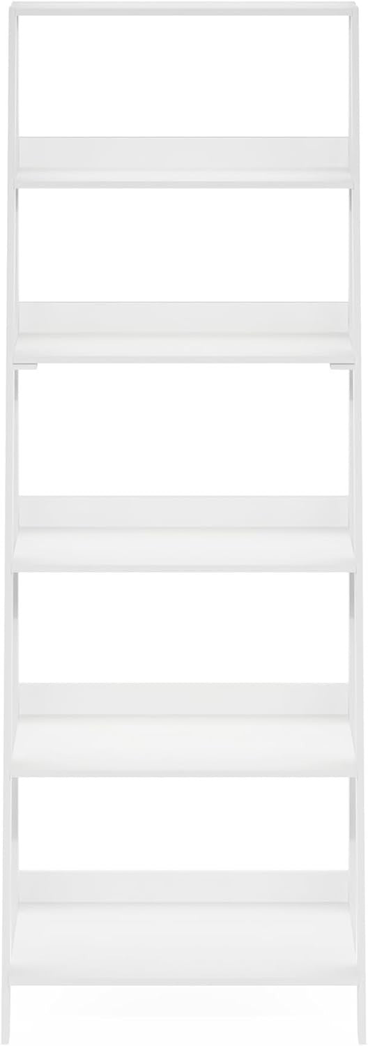 6 Tier Ladder Bookcase Tall Display Storage Shelf Space Saving White