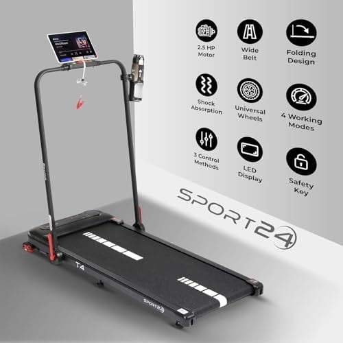 Sport24 Foldable Walking Treadmill 1-12km/h Incline LED Bluetooth