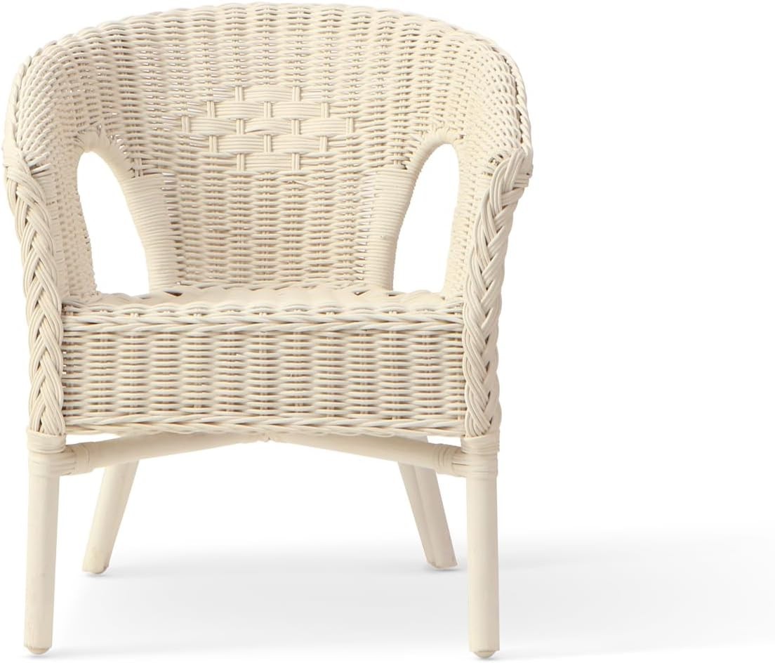 Kids Indoor Loom Chair Rattan Lightweight Stackable Toddler Seat White