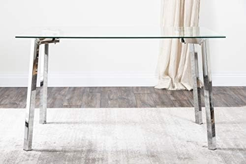 Modern Chrome & Glass Dining Table 130x75cm Rectangular Stylish Design