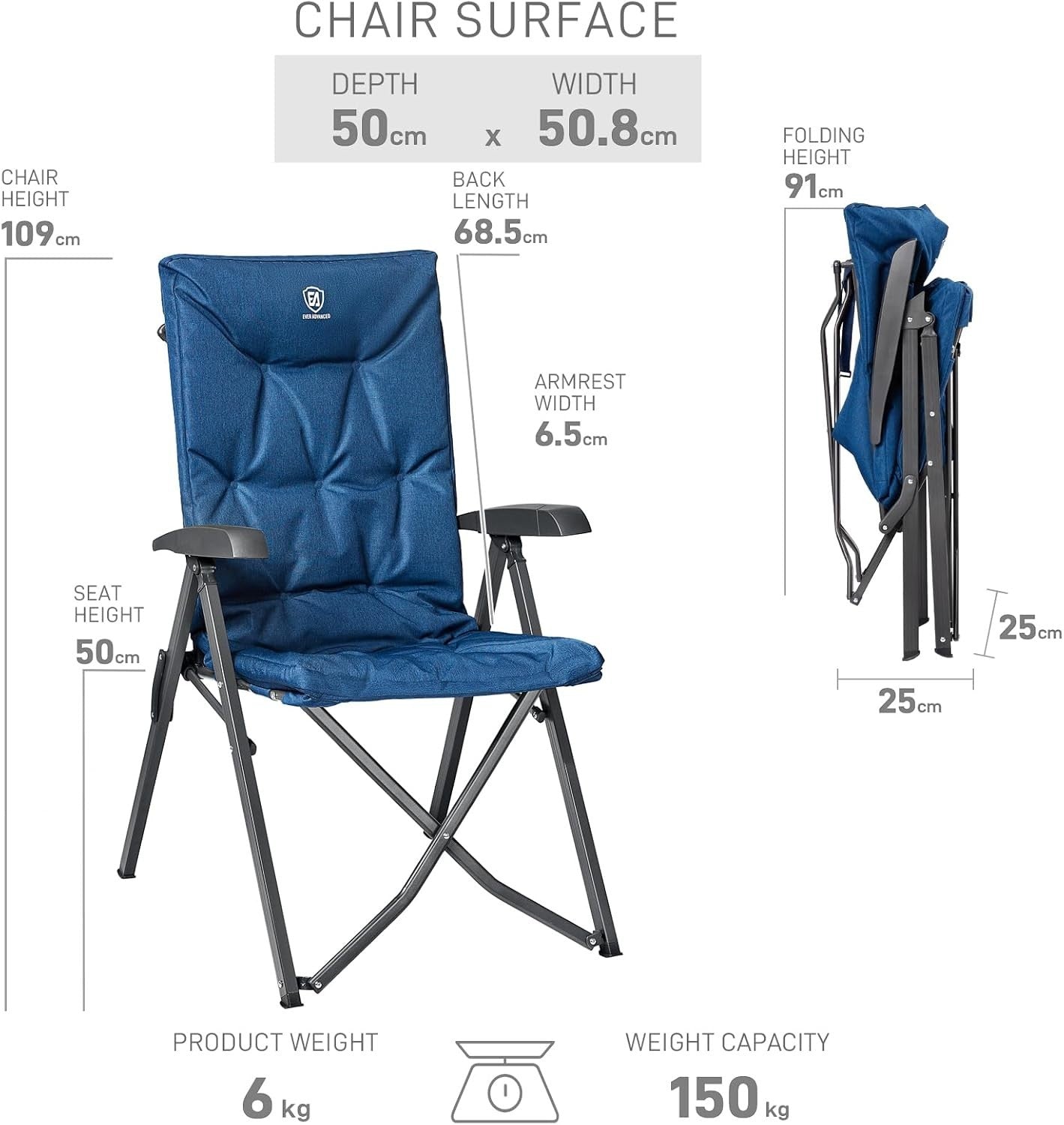Luxury Folding Camping Chair | High Back Recliner, Padded & Heavy Duty