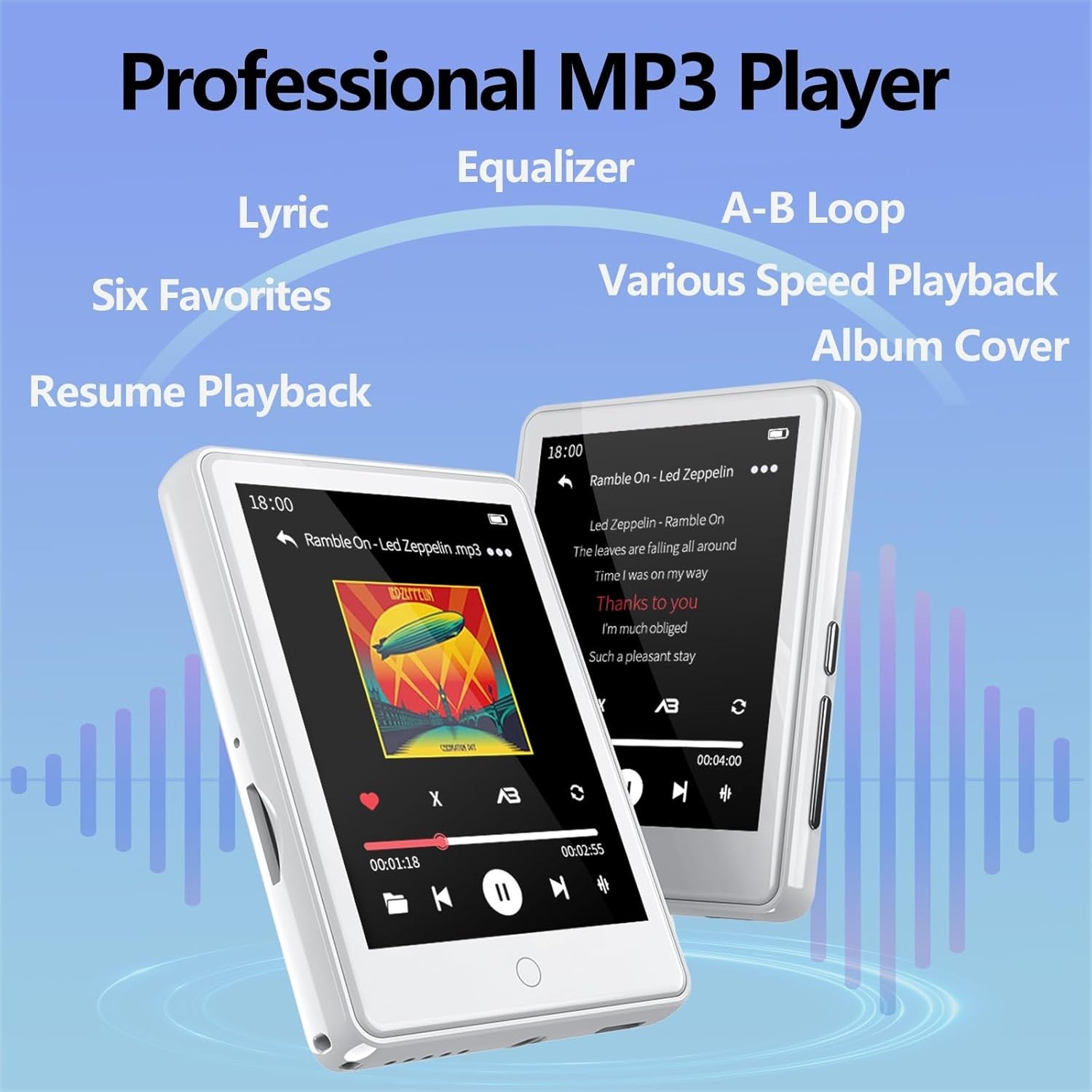 32GB Bluetooth 5.3 MP3 Player with 2.8 Inch Touch Screen Built-in Speaker Wirele