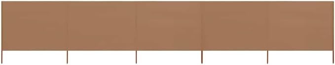 5-Panel Taupe Wind Screen 600x160cm Outdoor Garden Camping Privacy Divider