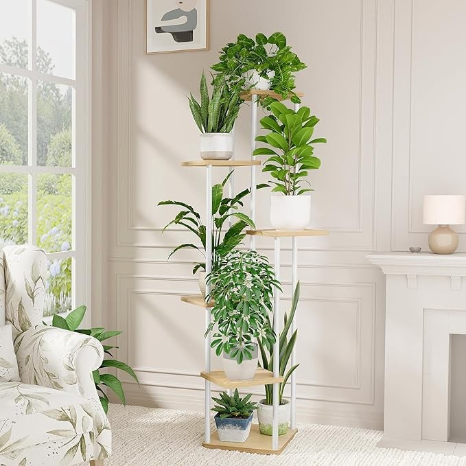 6 Tier Tall Metal Plant Stand Indoor Outdoor Flower Shelf for Living Room Patio