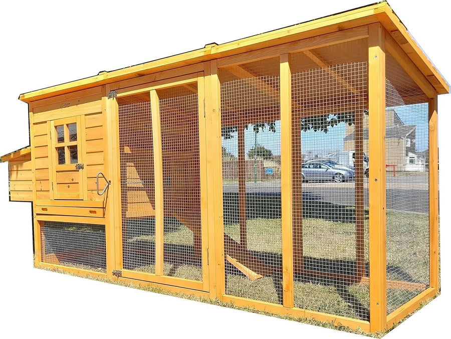 8FT Chicken Coop Hen House Ark Run Nest Box 4–6 Birds
