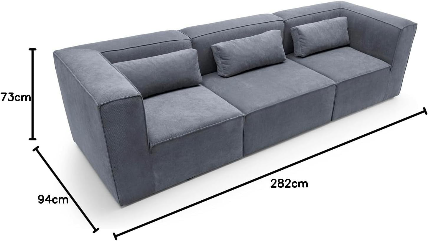 4 Seater Modular Sofa Dark Grey Cord Chenille | Modern, Space-Saving, Comfy