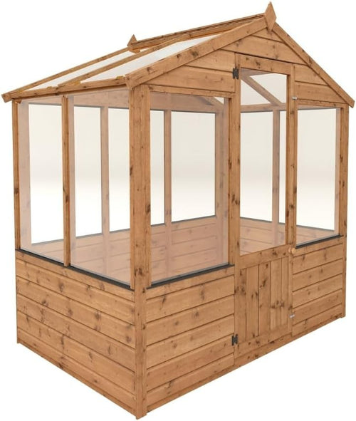 4x6 Wooden Garden Greenhouse with Apex Roof & Opening Vent – Tongue & Groove