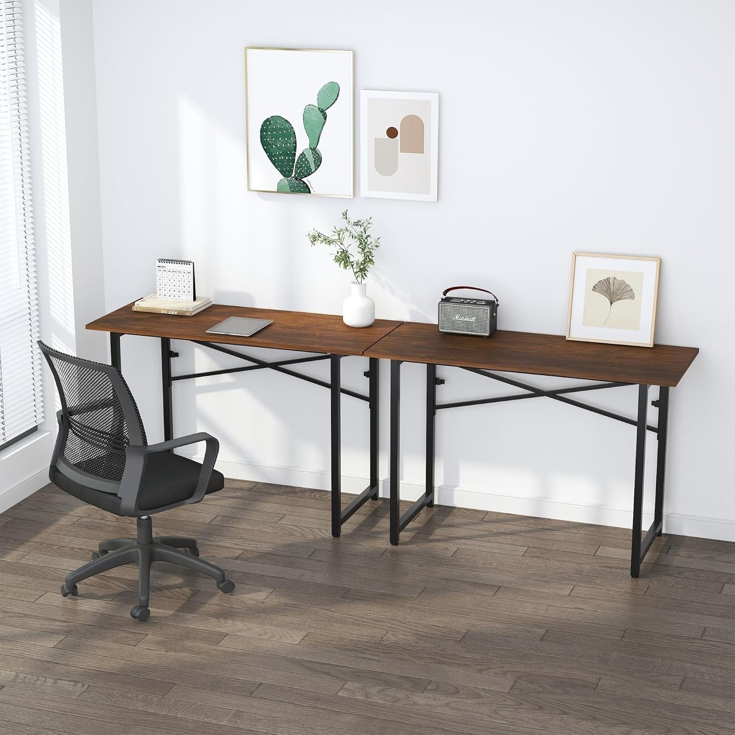 Folding Desk 120cm Mahogany No Assembly Home Office Computer Table