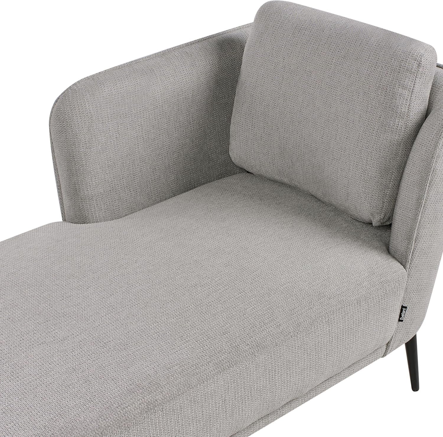 Retro Style Grey Polyester Chaise Lounge with Cushion & Metal Legs