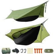 Camping Hammock Tent Army Green Pro | 3x1.4m 1-Person with Tarp & Bug Net