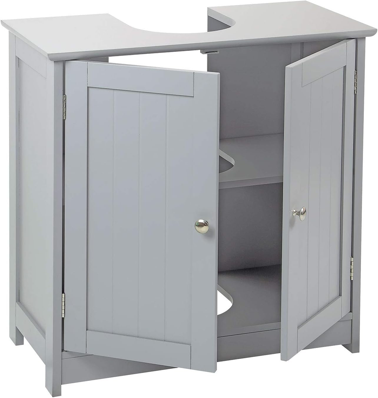 Under Sink Cabinet Grey 60cm – Bathroom Storage Unit with Shelf & Doors