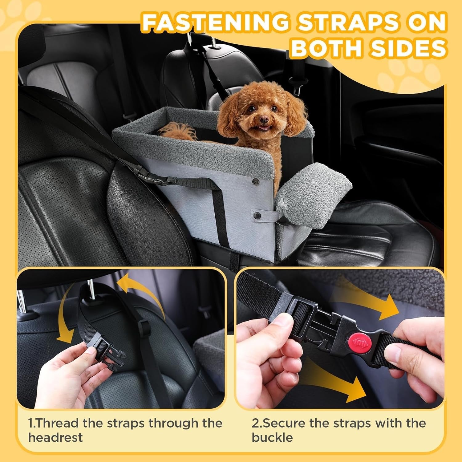 Dog Booster Seat Centre Console Pet Travel Carrier Safety Harness