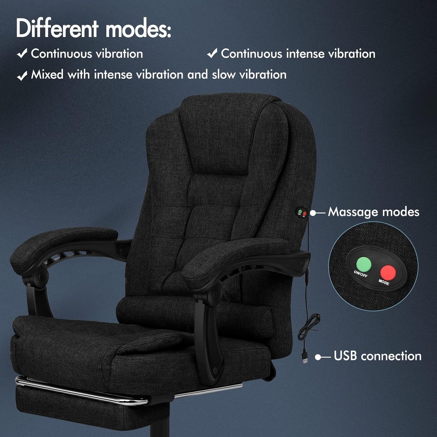 Executive Reclining Desk Chair 150° Massage Swivel Linen Ergonomic S-Curve