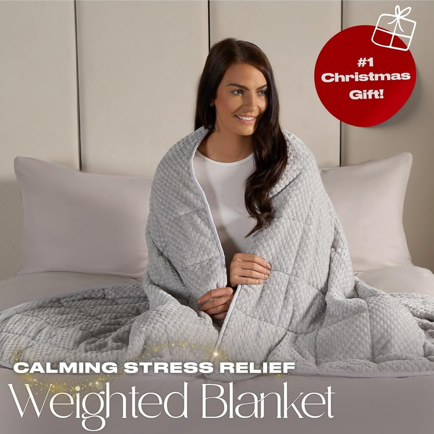 8kg Weighted Blanket 150x200cm Silver Waffle Fleece Double Bed Sleep Therapy