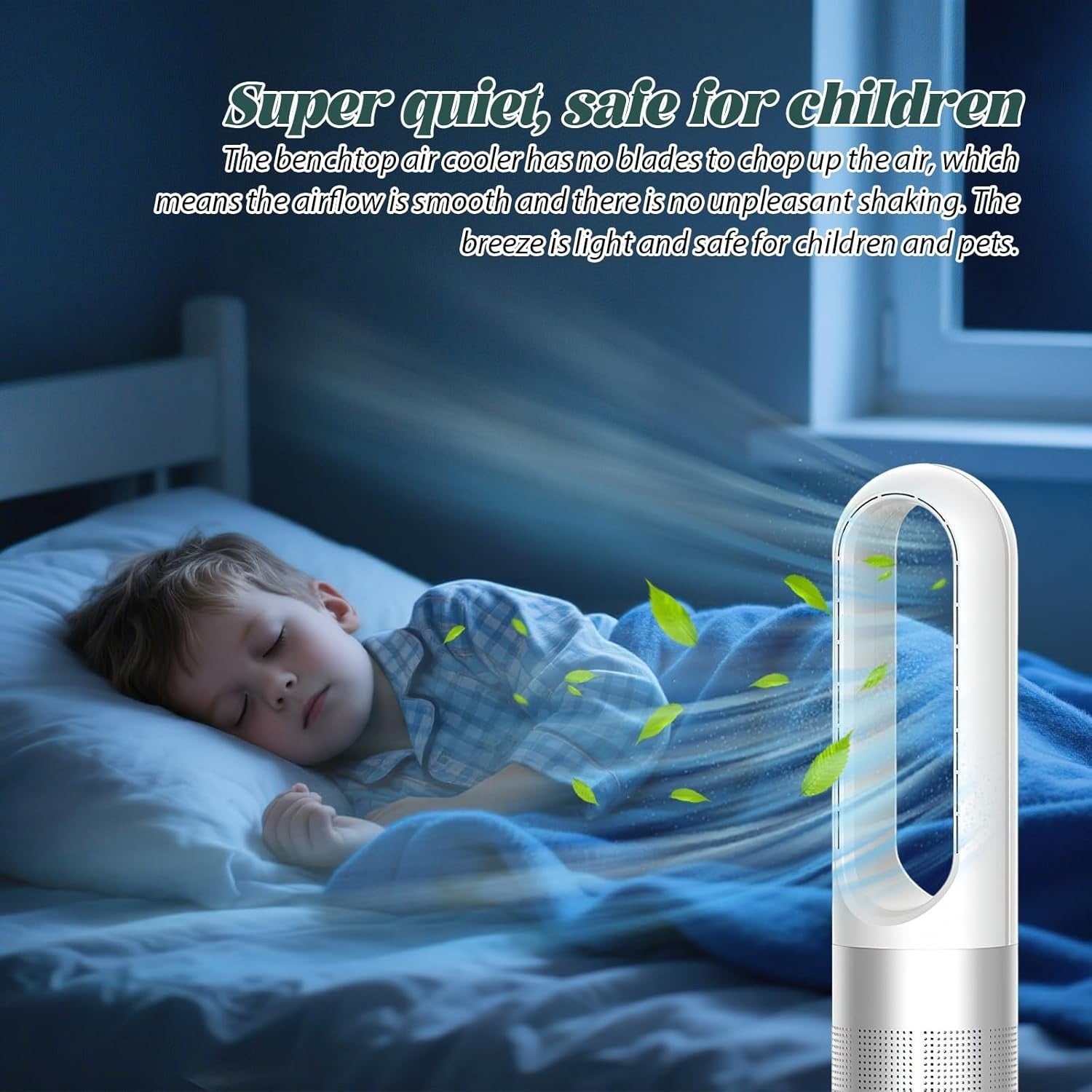 56cm Tower Fan Silver Bladeless Cooling Fan w/ Remote – 8H Timer & Air Purifier