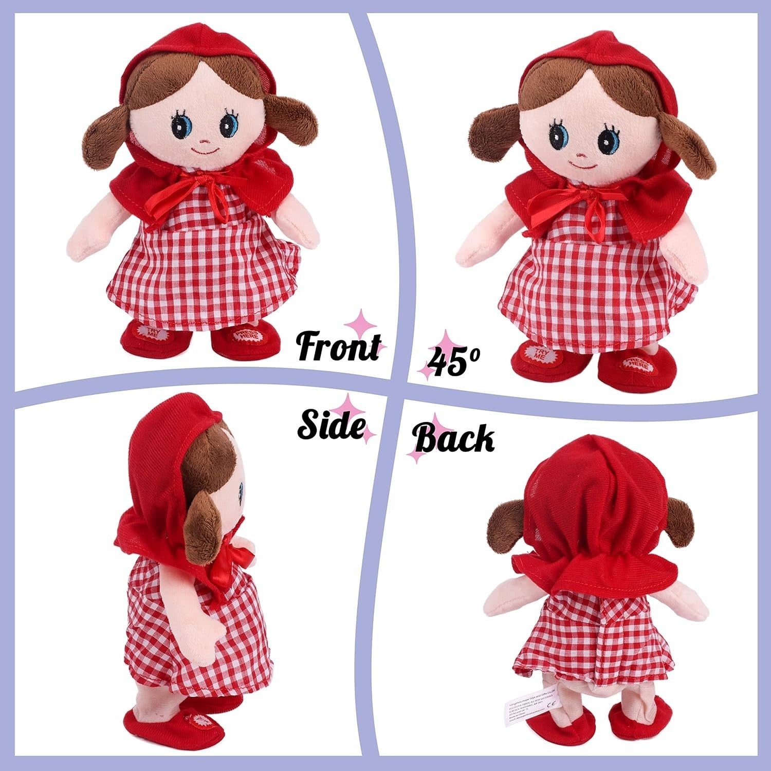 8in Talking Singing Walking Doll Repeats Voice Interactive Plush Toy Kids