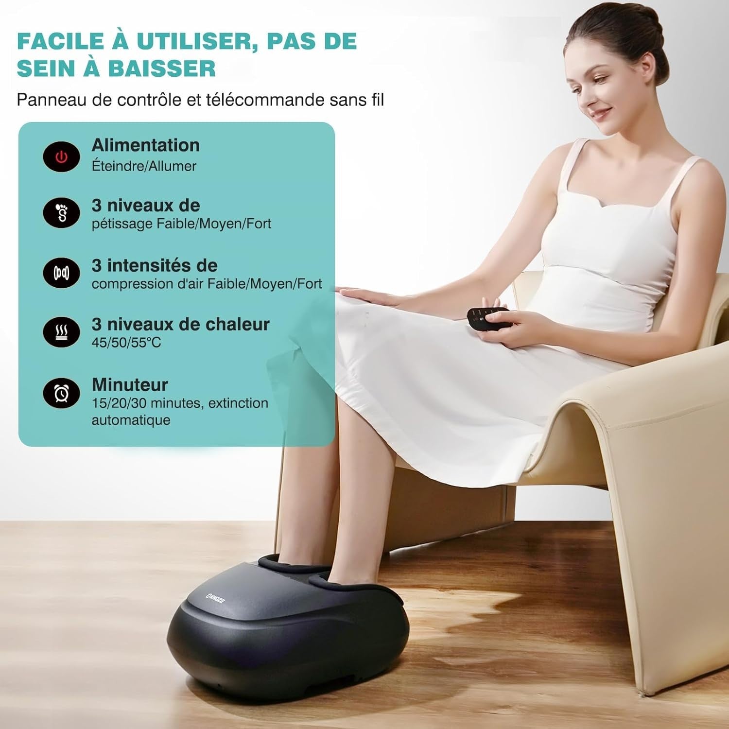 Electric Shiatsu Foot Massager w/ Heat, Kneading & Air Compression