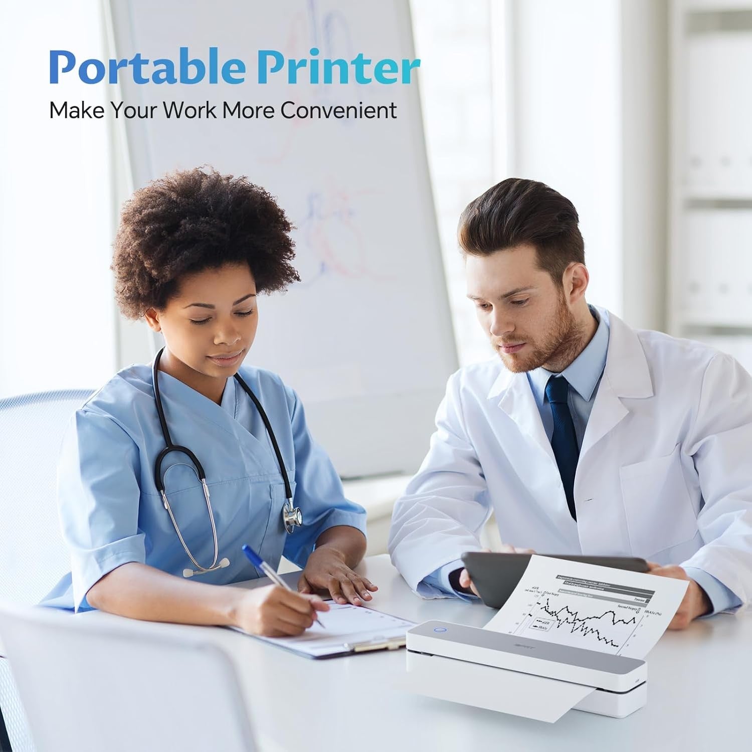 A4 Portable Thermal Printer 300DPI Bluetooth Inkless White