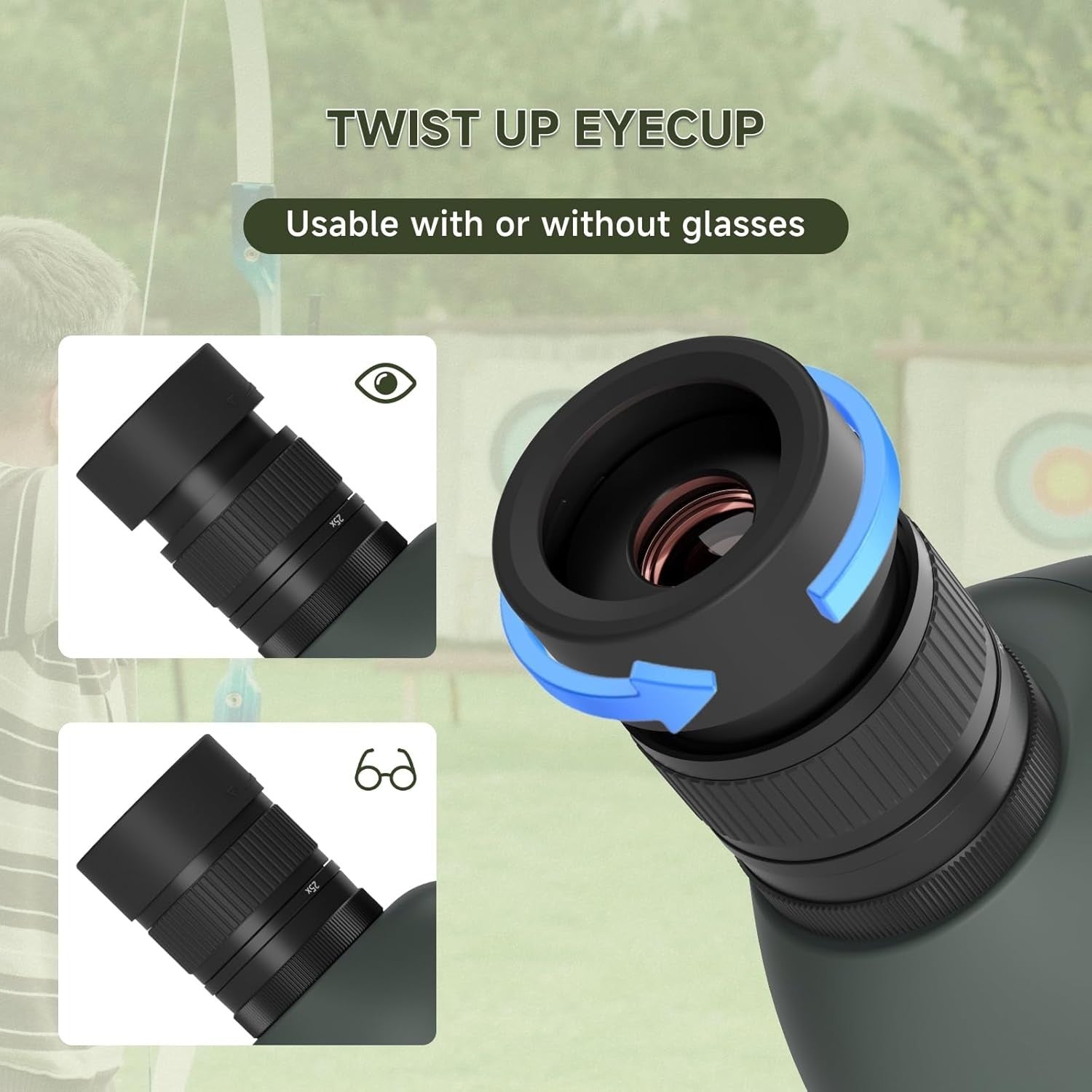 Green 100mm Spotting Scope 25-75x with Tripod & Phone Adapter for Shooting