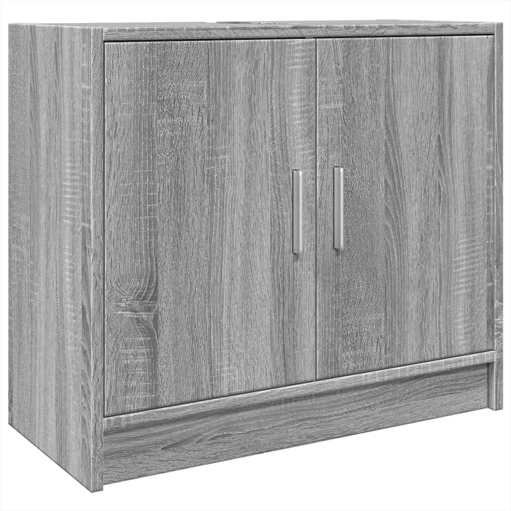 Modern Bathroom Sink Cabinet Grey Sonoma – 2 Door Under Sink Storage Unit 63x55c