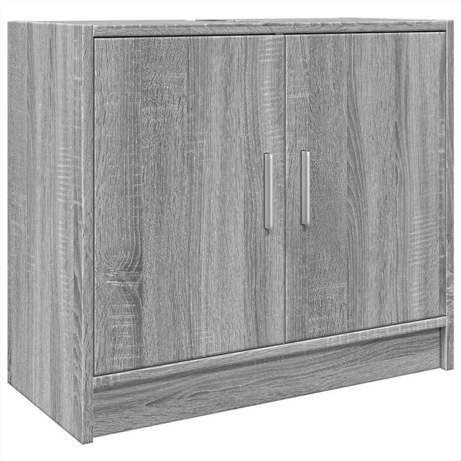 Modern Bathroom Sink Cabinet Grey Sonoma – 2 Door Under Sink Storage Unit 63x55c