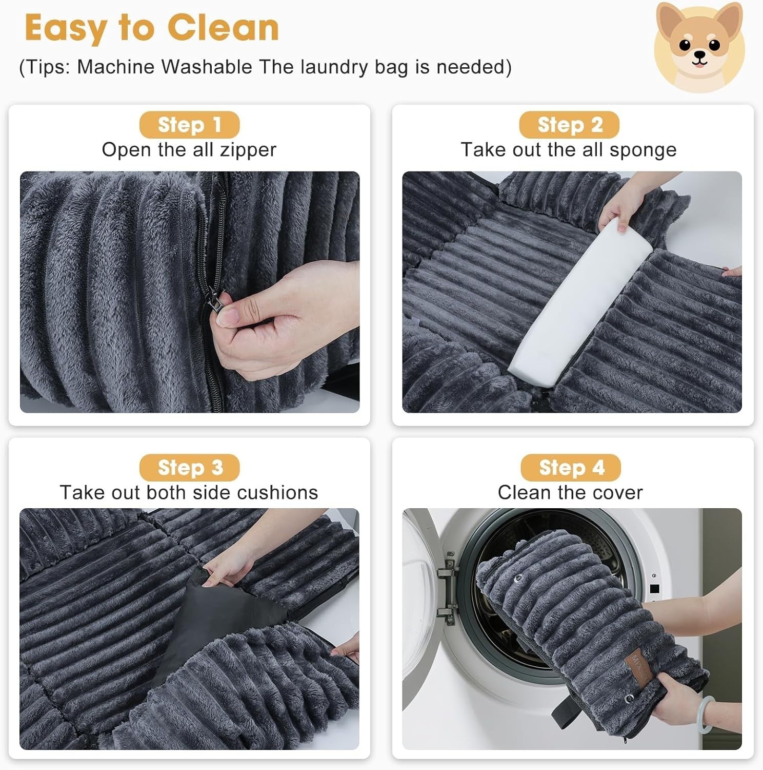 Dog Car Seat Booster Bed Memory Foam Washable Travel Seat Grey