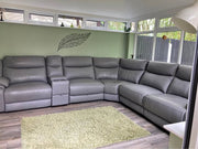 Luxury Grey Leather Large Corner Sofa (PTP)