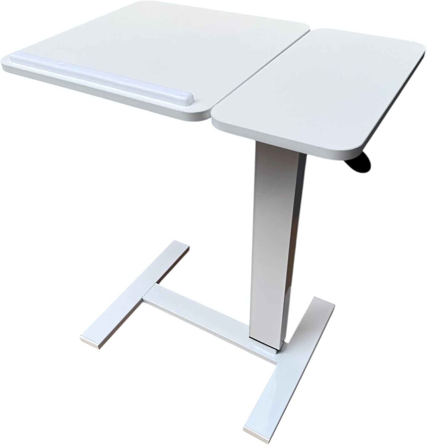 White Rolling Laptop Desk Height Adjustable Overbed Table Pneumatic Lift