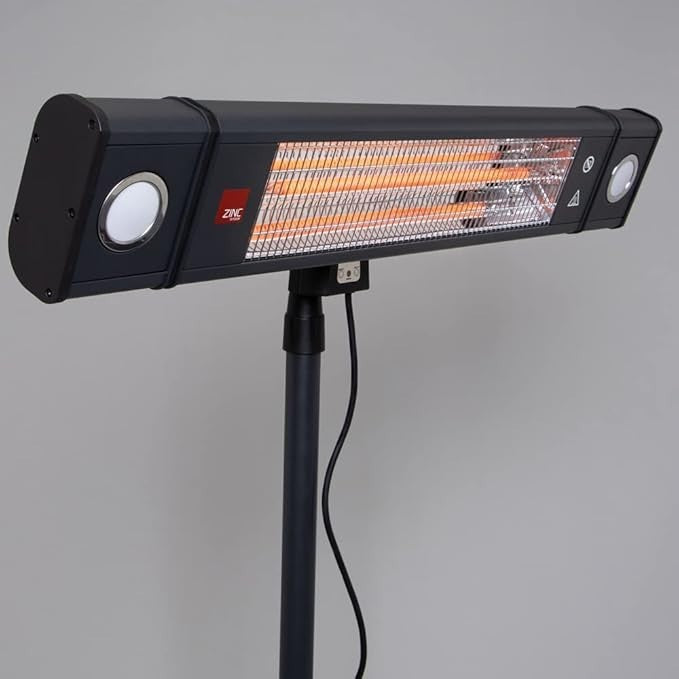Outdoor Wall Mount Patio Heater 1800W LED Light IP44 Remote Safe Heat