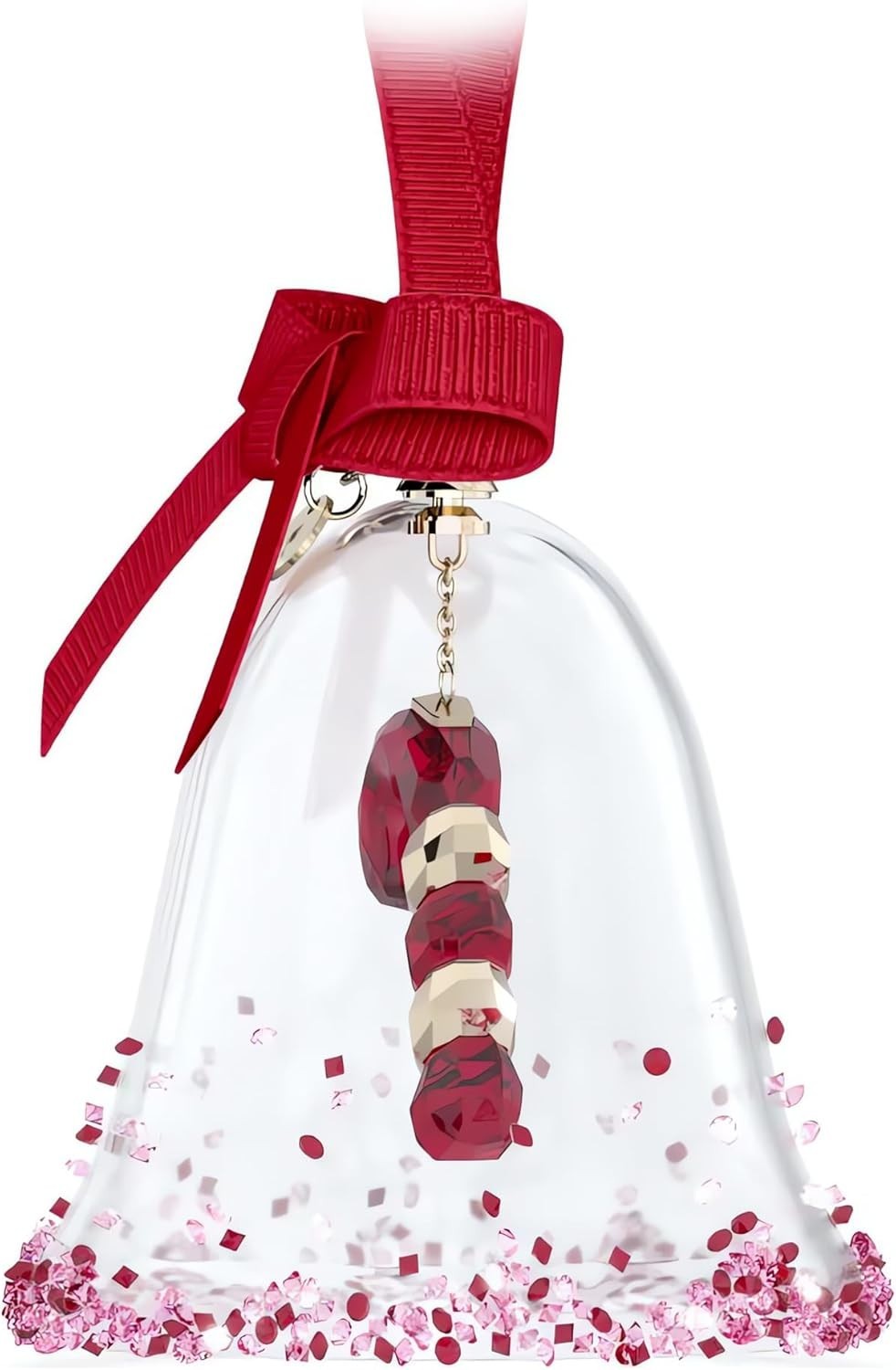 Red Crystal Bell Ornament • Candy Cane Centrepiece • Festive Luxury Decor