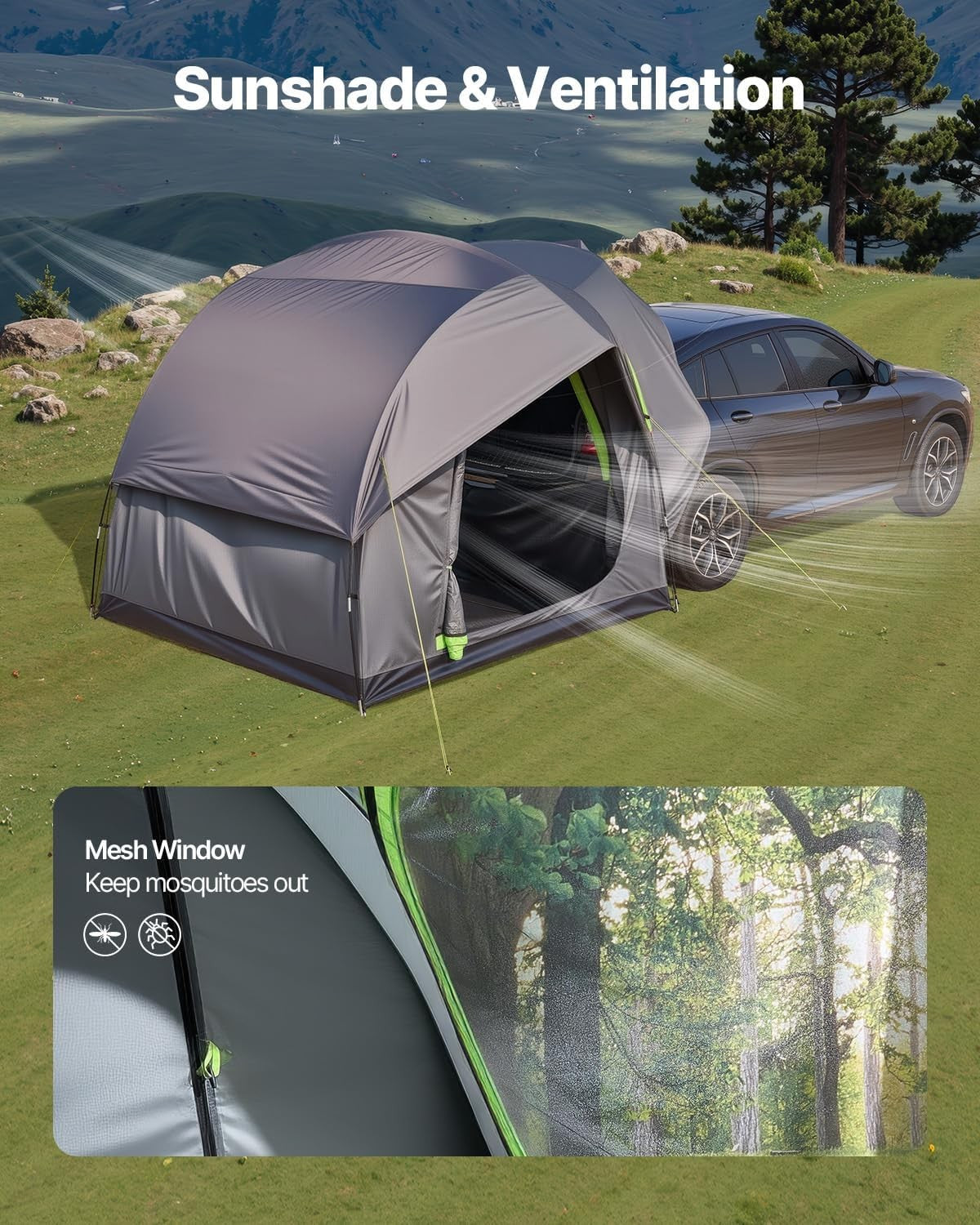 SUV Camping Tent Waterproof 8x8ft Car Tailgate Awning Shelter