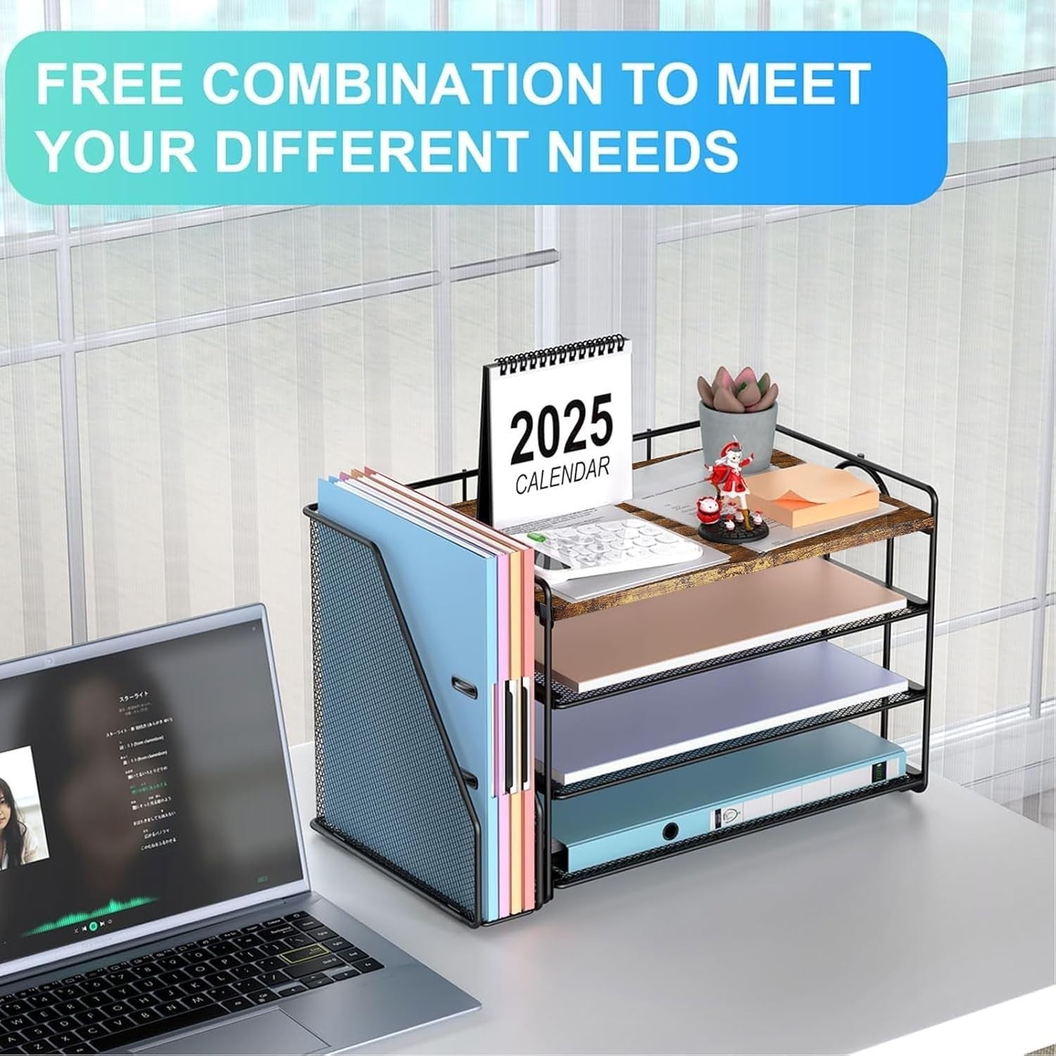 4-Tier Desk Organizer with Magazine Holder | File & Paper Storage Rack