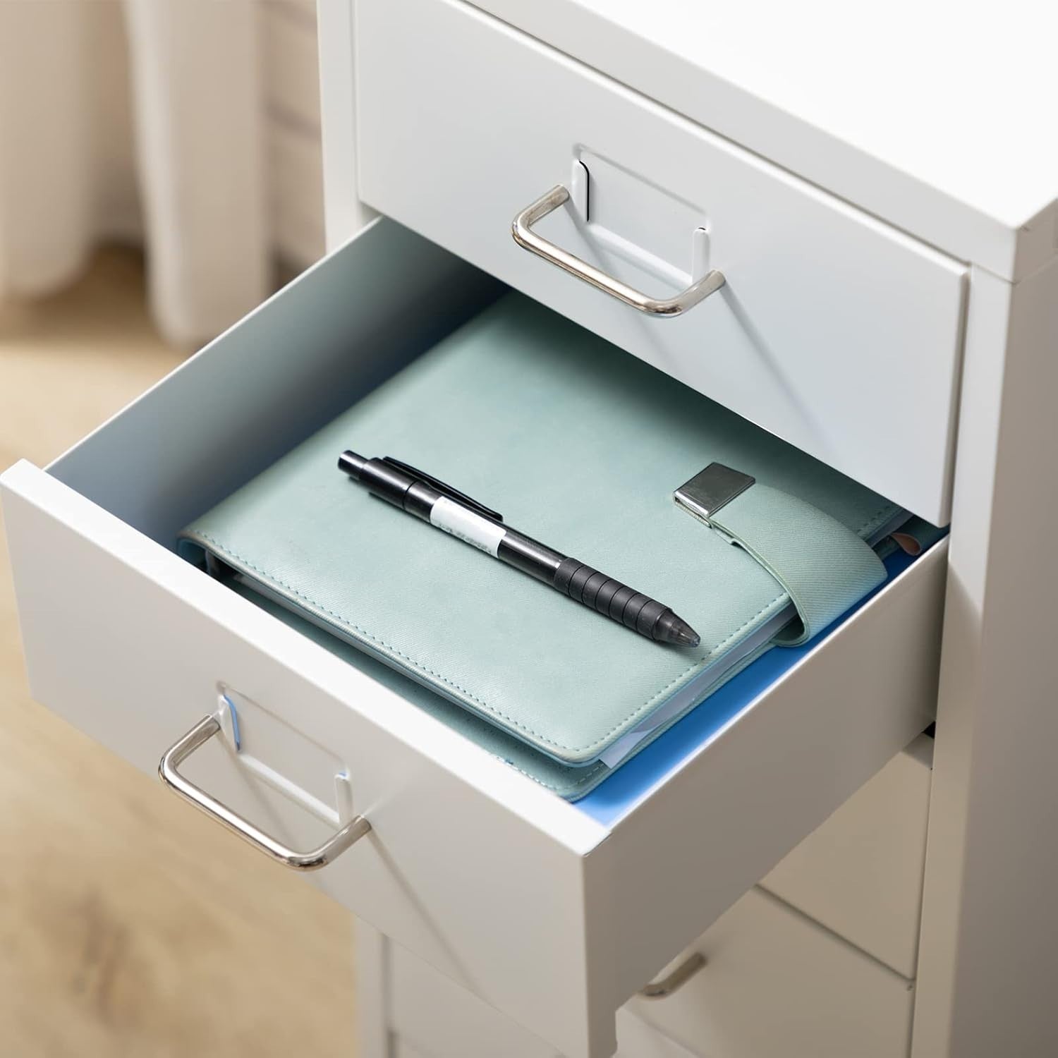 White Metal Rolling Drawer Cabinet 6 Tier Mobile Storage Organizer